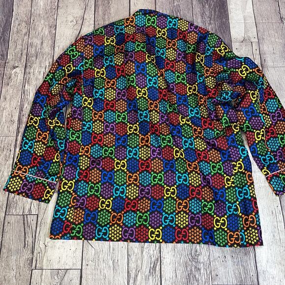 GUCCI Blue Logo Print Shirt 42 - Picture 9 of 9